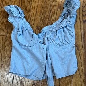 Princess Polly Blue button up tie shirt